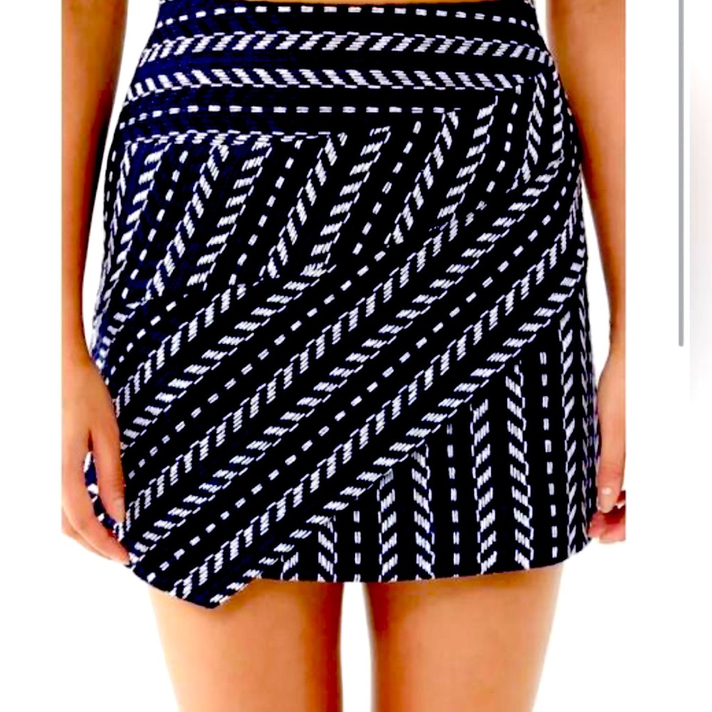 Haute Rogue Urban Outfitters Chevron Knit Mini Skirt Blue & White- NWT- Medium